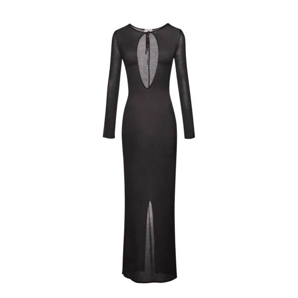 Magda Butrym Knit keyhole maxi dress in grey scaled28217 nobg