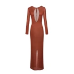 Magda Butrym Knit keyhole maxi dress in rust scaled17783 nobg