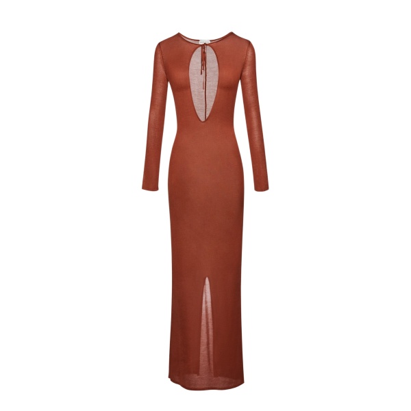 Magda Butrym Knit keyhole maxi dress in rust scaled17783 nobg