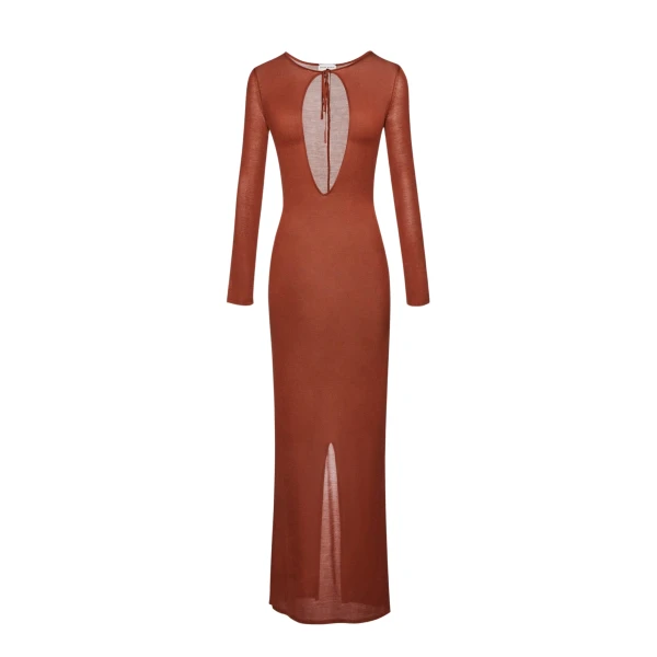 Magda Butrym Knit keyhole maxi dress in rust scaled17783 nobg