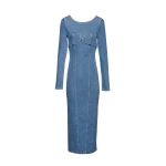 Magda Butrym Long sleeve denim bustier dress in blue scaled41456 nobg