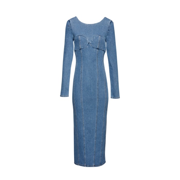 Magda Butrym Long sleeve denim bustier dress in blue scaled41456 nobg