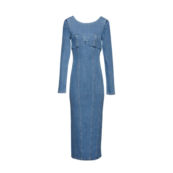 Magda Butrym Long sleeve denim bustier dress in blue scaled41456 nobg