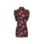 Magda Butrym Mock neck mini dress in black floral print scaled37133 nobg