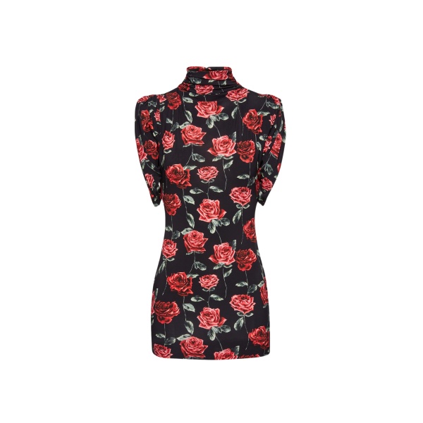 Magda Butrym Mock neck mini dress in black floral print scaled37133 nobg