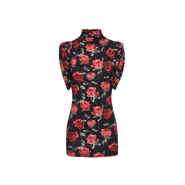 Magda Butrym Mock neck mini dress in black floral print scaled37133 nobg