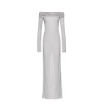 Magda Butrym Off shoulder maxi dress in grey scaled92014 nobg