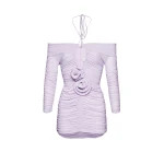 Magda Butrym Off shoulder ruched mini dress in lilac scaled78417 nobg