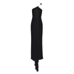 Magda Butrym One shoulder rosette jersey maxi dress in black scaled57643 nobg