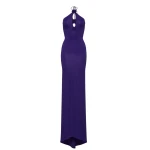 Magda Butrym Rosette halter jersey maxi dress in violet scaled92594 nobg
