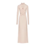 Magda Butrym Ruched floral applique maxi dress in beige scaled40981 nobg