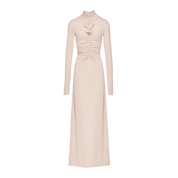 Magda Butrym Ruched floral applique maxi dress in beige scaled40981 nobg