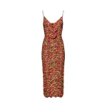 Magda Butrym Ruched floral applique midi dress in green print scaled60941 nobg