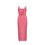 Magda Butrym Ruched floral applique midi dress in pink scaled23818 nobg