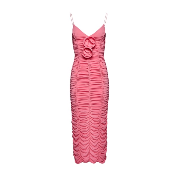 Magda Butrym Ruched floral applique midi dress in pink scaled23818 nobg