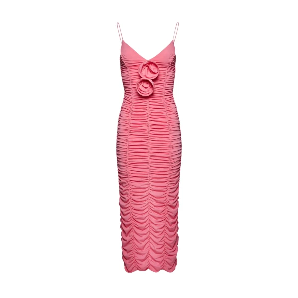 Magda Butrym Ruched floral applique midi dress in pink scaled23818 nobg