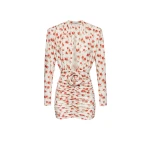 Magda Butrym Ruched long sleeve mini dress in cream print scaled45994 nobg