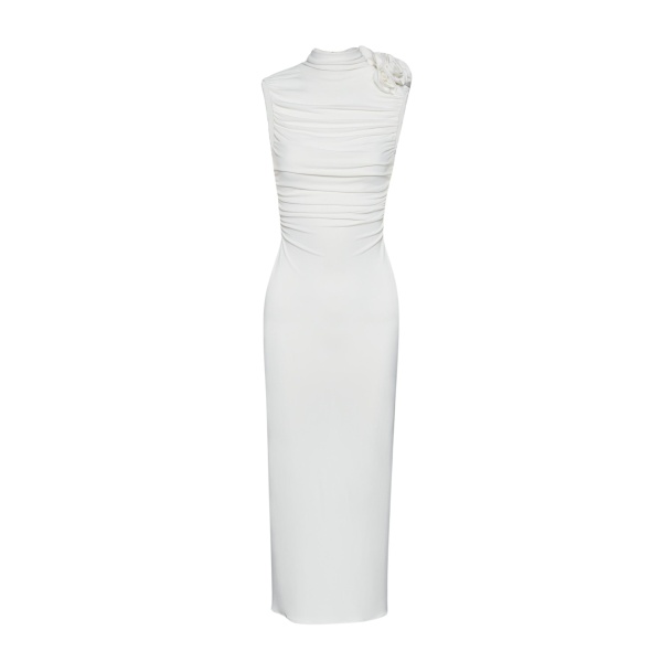Magda Butrym Ruched mock neck midi dress in cream scaled80020 nobg