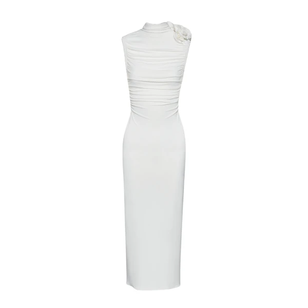 Magda Butrym Ruched mock neck midi dress in cream scaled80020 nobg