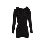 Magda Butrym Ruched ruffle v neck mini dress in black scaled35874 nobg Magda Butrym Ruched ruffle v neck mini dress in black scaled35874 nobg