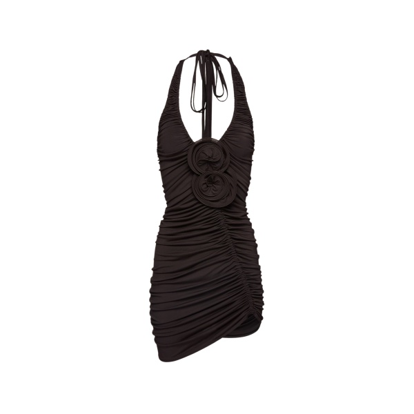 Magda Butrym Ruched scoop halter dress in brown scaled27276 nobg