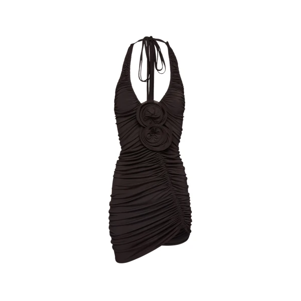 Magda Butrym Ruched scoop halter dress in brown scaled27276 nobg