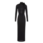 Magda Butrym Sheer high neck maxi dress in black scaled91145 nobg