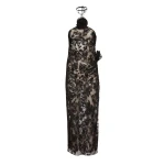 Magda Butrym Silk lace floral strappy halter midi dress in black scaled66940 nobg