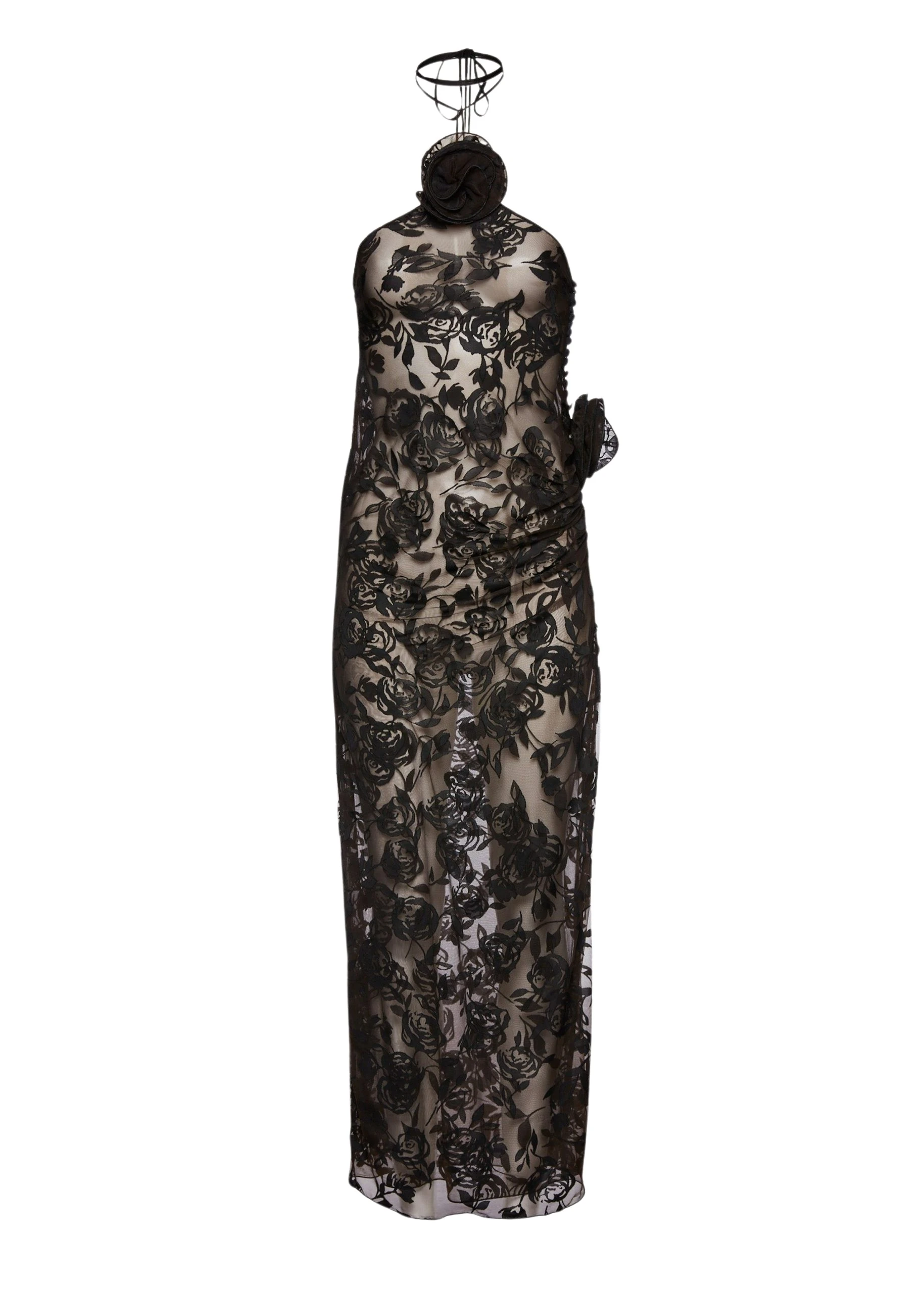 Magda Butrym Silk lace floral strappy halter midi dress in black scaled66940 nobg Magda Butrym Silk lace floral strappy halter midi dress in black scaled66940 nobg