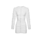 Magda Butrym Silk shirred ruffle mini dress in white scaled63258 nobg