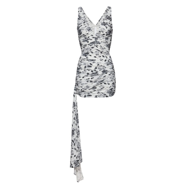 Magda Butrym Sleeveless sash jersey mini dress in black print scaled69709 nobg