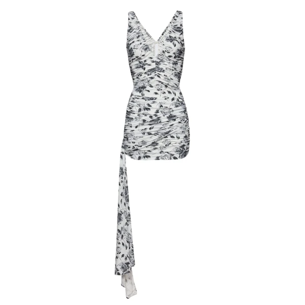 Magda Butrym Sleeveless sash jersey mini dress in black print scaled69709 nobg