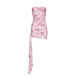 Magda Butrym Strapless jersey sash mini dress in pink print scaled87624 nobg