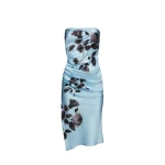 Magda Butrym Strapless silk stamped dress in blue print scaled65260 nobg