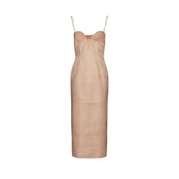 Magda Butrym Suede bustier midi dress in beige scaled30168 nobg