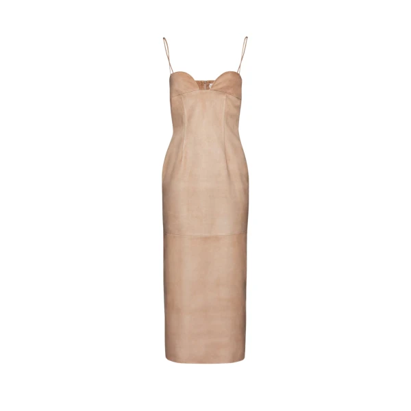 Magda Butrym Suede bustier midi dress in beige scaled30168 nobg