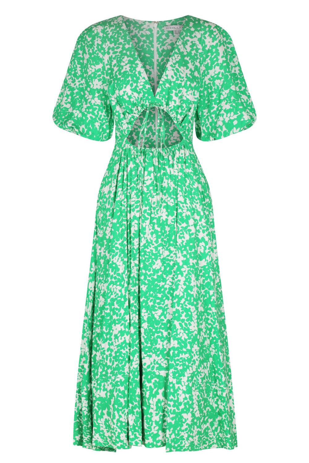 Shona Joy Arosa Linen Short Sleeve Cut Out Midi Dress
