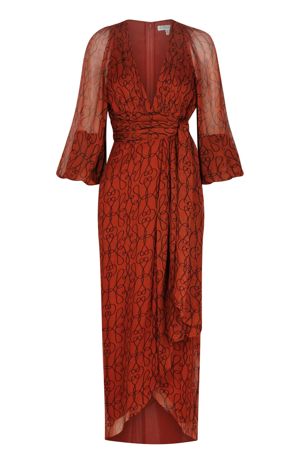 Shona-Joy-Atrani-Plunged-Long-Sleeve-Midi-Dress Shona Joy dress