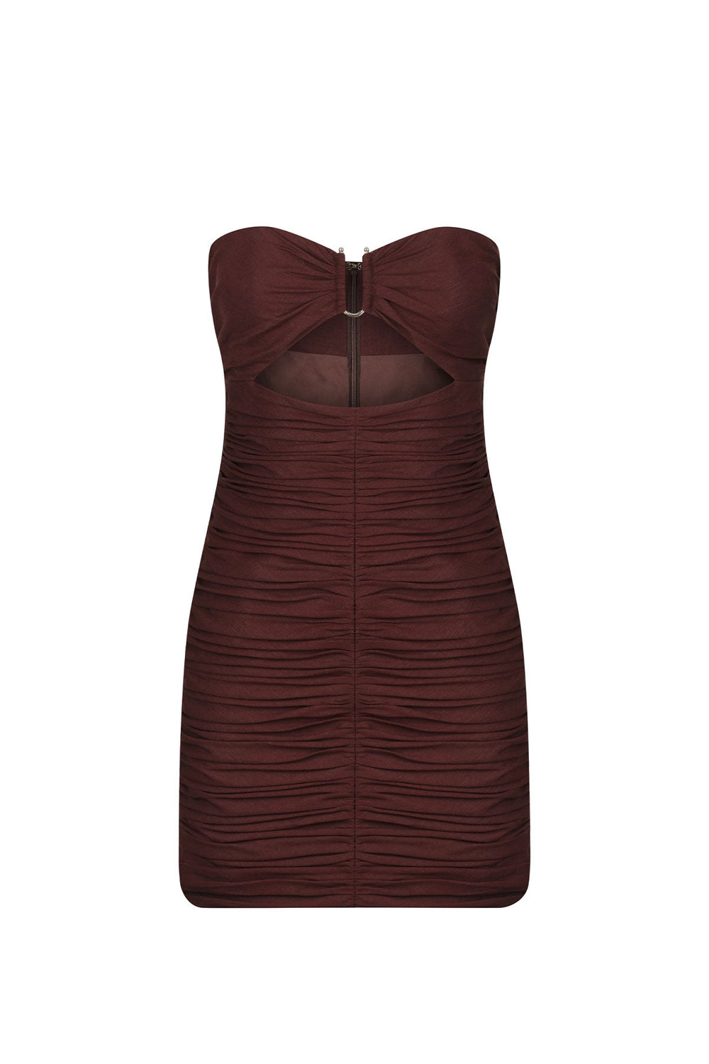 Shona Joy Cezanne Linen Strapless Fitted Mini Dress – Cocoa
