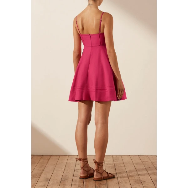 Shona Joy Joanine Linen Corded Circle Mini Dress - Azalea Pink