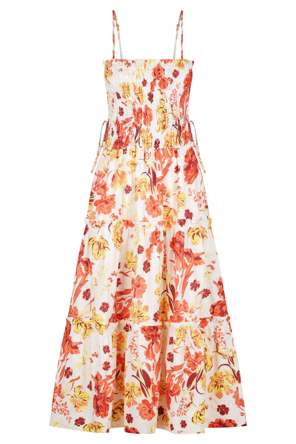 Shona Joy Kalani Shirred Tiered Midi Dress