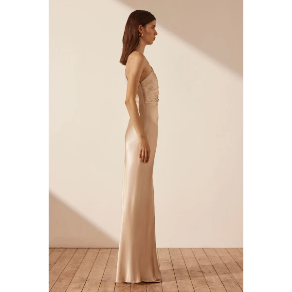 Shona Joy La Lune Asymmetrical Gathered Maxi Dress - Gold