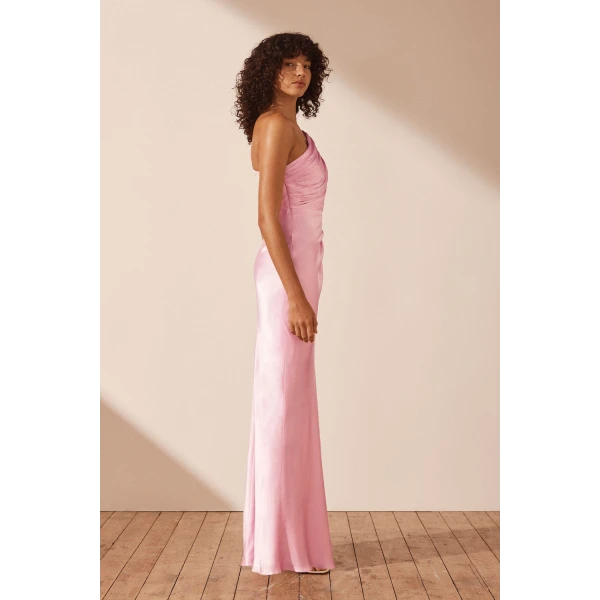 Shona Joy La Lune Asymmetrical Gathered Maxi Dress - Peony