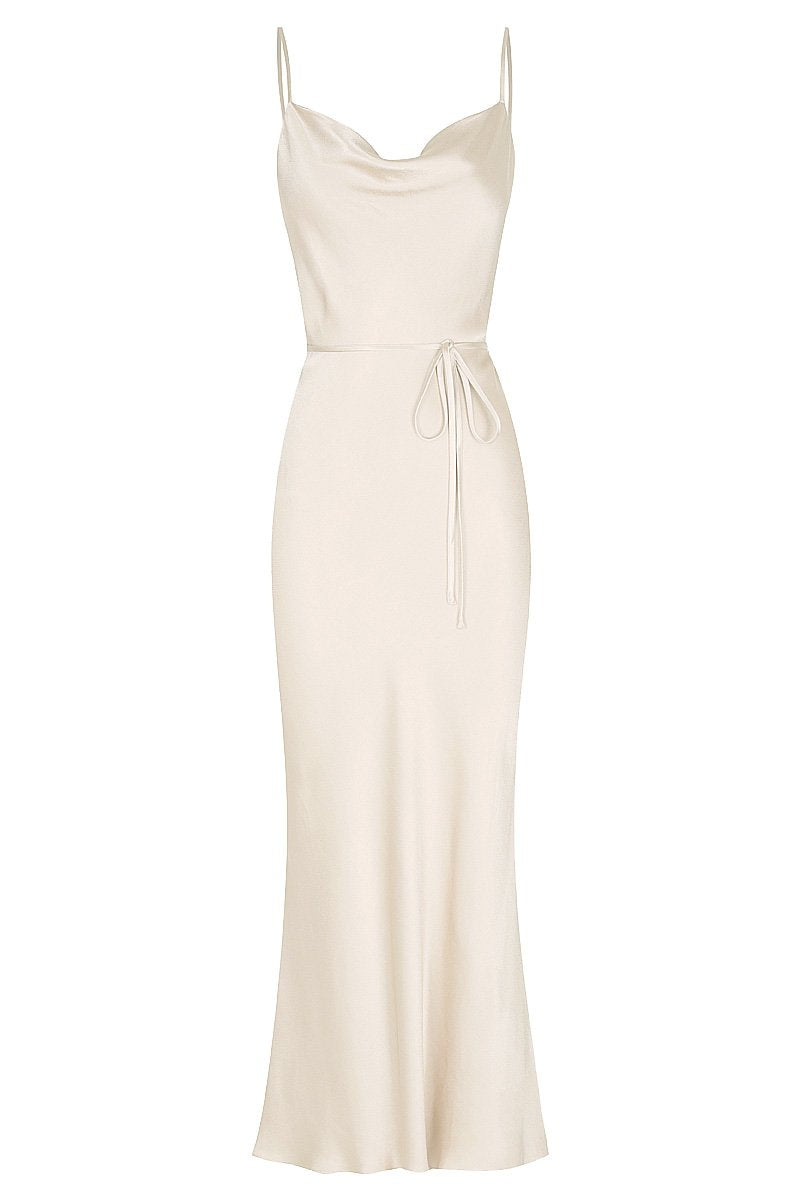 Shona Joy La Lune Bias Cowl Midi Dress – Cream