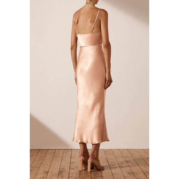 Shona Joy La Lune Bias Cowl Midi Dress - Desert Rose