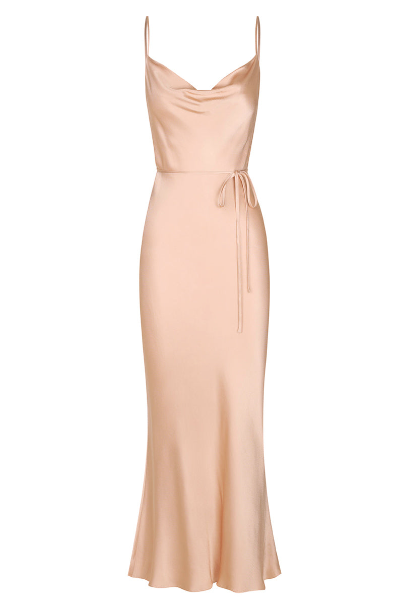 Shona Joy La Lune Bias Cowl Midi Dress – Desert Rose