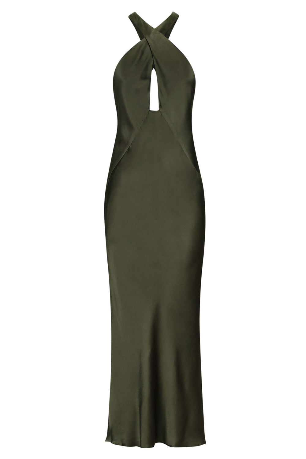 Shona Joy La Lune Cross Front Keyhole Midi Dress – Forest