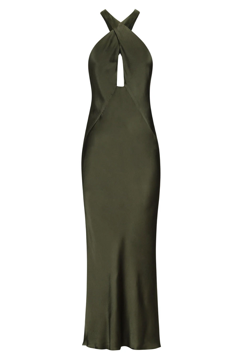 Shona-Joy-La-Lune-Cross-Front-Keyhole-Midi-Dress-Forest Shona Joy dress
