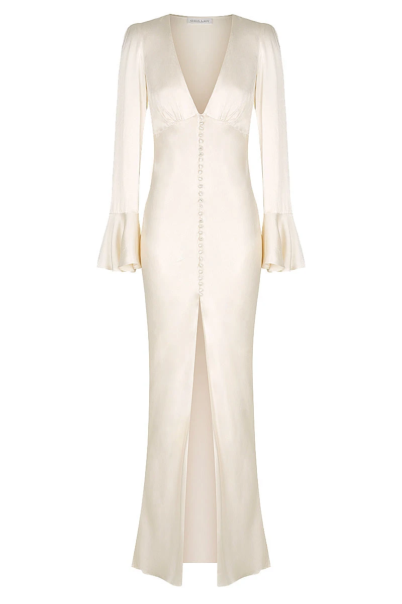Shona-Joy-La-Lune-Frill-Cuff-Bias-Midi-Dress-Cream Shona Joy dress