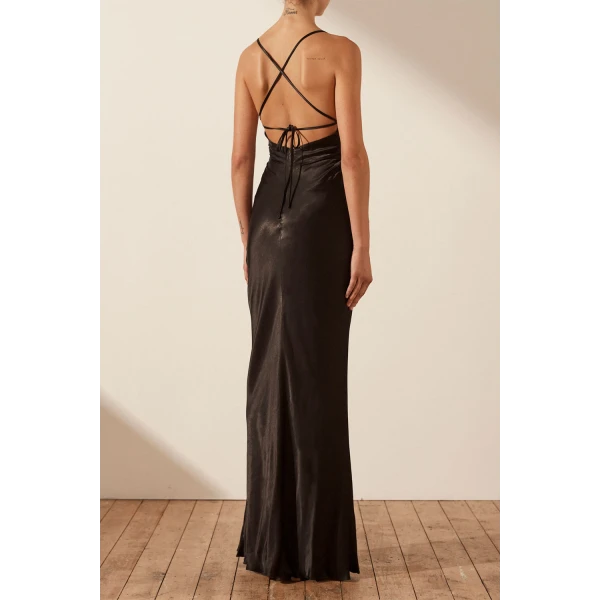 Shona Joy La Lune Lace Back Maxi Dress - Black